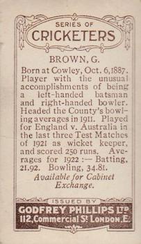 1923-25 Godfrey Phillips Cricketers #73 George Brown Back