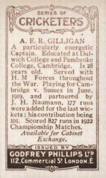 1923-25 Godfrey Phillips Cricketers #130 Arthur Gilligan Back