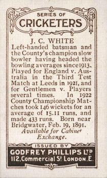 1923-25 Godfrey Phillips Cricketers #99 Jack White Back