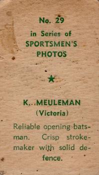 1951 Series Of Sportsmen's Photos #29 Ken Meuleman Back
