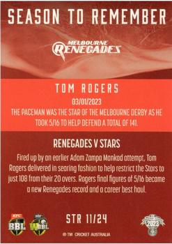 2023-24 TLA Traders Cricket Australia Luxe - 22/23 Season To Remember #STR 11 Tom Rogers Back