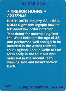 1989-90 Scanlens Stimorol Cricket #10 Trevor Hohns Back