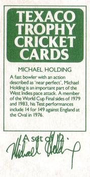 1984 Texaco Trophy Cricket #NNO Michael Holding Back