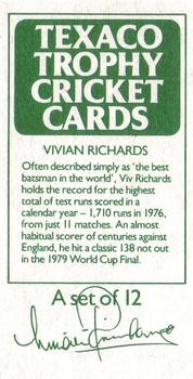 1984 Texaco Trophy Cricket #NNO Viv Richards Back