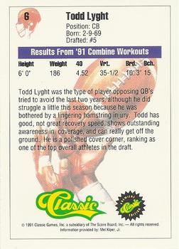 1991 Classic #6 Todd Lyght Back