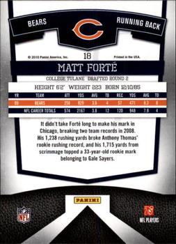 2010 Donruss Elite #18 Matt Forte Back