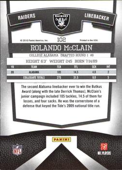 2010 Donruss Elite #102 Rolando McClain Back