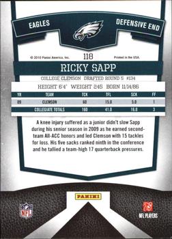 2010 Donruss Elite #118 Ricky Sapp Back