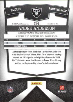2010 Donruss Elite #194 Andre Anderson Back