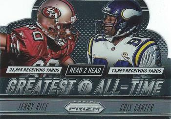 2014 Panini Prizm - Head 2 Head Greatest of All-Time #GOAT3 Cris Carter / Jerry Rice Front