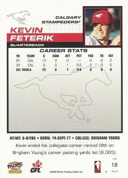2003 Pacific  CFL #18 Kevin Feterik Back