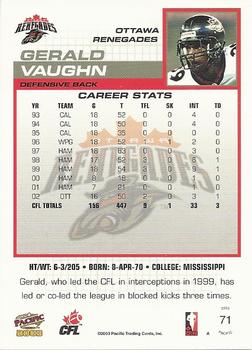 2003 Pacific  CFL #71 Gerald Vaughn Back