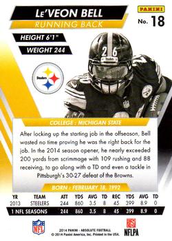 2014 Panini Absolute #18 Le'Veon Bell Back