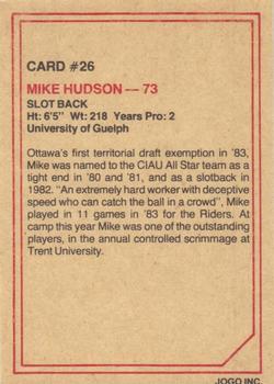 1984 JOGO #26 Mike Hudson Back