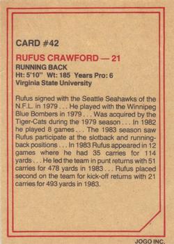 1984 JOGO #42 Rufus Crawford Back