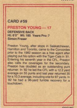 1984 JOGO #59 Preston Young Back