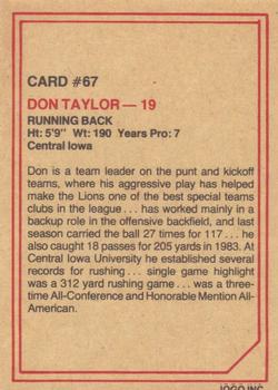 1984 JOGO #67 Don Taylor Back