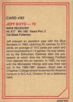 1984 JOGO #82 Jeff Boyd Back