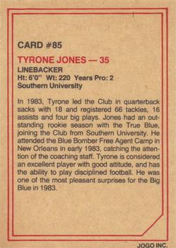1984 JOGO #85 Tyrone Jones Back