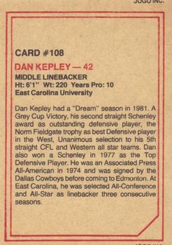 1984 JOGO #108 Dan Kepley Back