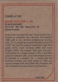 1984 JOGO #120 Dave Cutler Back
