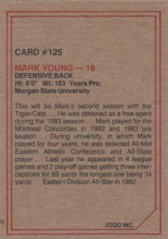 1984 JOGO #125 Mark Young Back