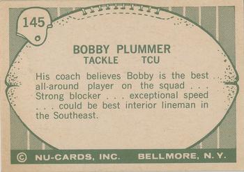 1961 Nu-Cards Football Stars #145 Bobby Plummer Back