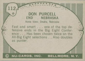 1961 Nu-Cards Football Stars #112 Don Purcell Back