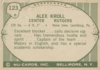 1961 Nu-Cards Football Stars #123 Alex Kroll Back