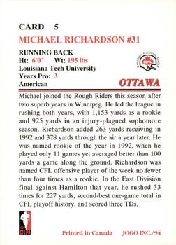 1994 JOGO #5 Mike Richardson Back