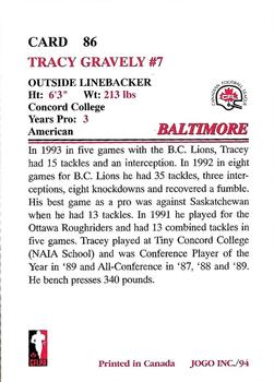 1994 JOGO #86 Tracy Gravely Back
