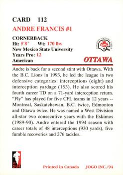 1994 JOGO #112 Andre Francis Back