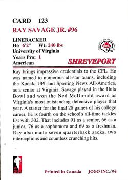 1994 JOGO #123 Ray Savage Back
