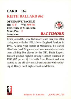 1994 JOGO #162 Keith Ballard Back