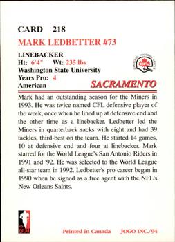 1994 JOGO #218 Mark Ledbetter Back