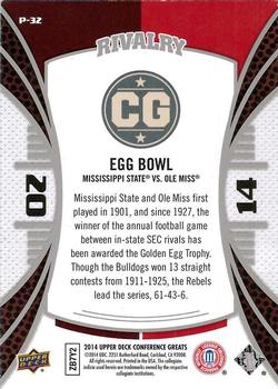 2014 Upper Deck Conference Greats - Manufactured Patches #P--32 Egg Bowl Trophy Back