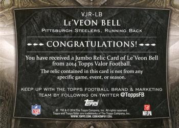 2014 Topps Valor - Jumbo Relics #VJR-LB Le'Veon Bell Back