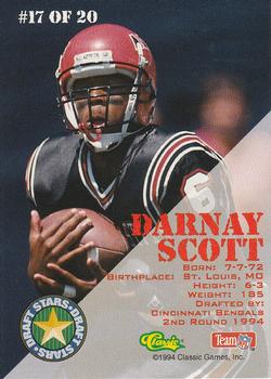 1994 Classic NFL Draft - Draft Stars #17 Darnay Scott  Back