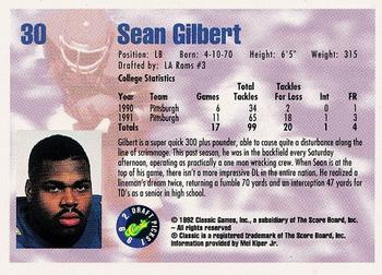 1992 Classic Draft Picks #30 Sean Gilbert  Back