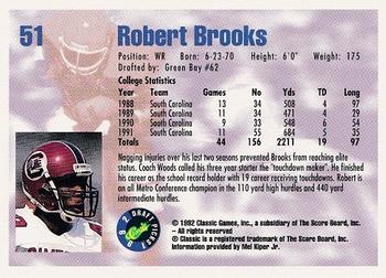 1992 Classic Draft Picks #51 Robert Brooks  Back