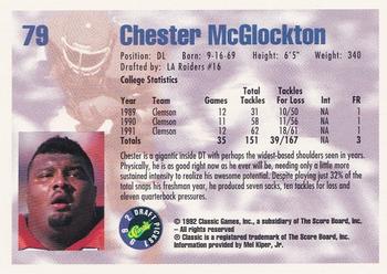 1992 Classic Draft Picks #79 Chester McGlockton  Back