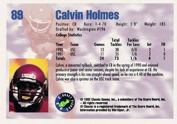 1992 Classic Draft Picks #89 Calvin Holmes  Back