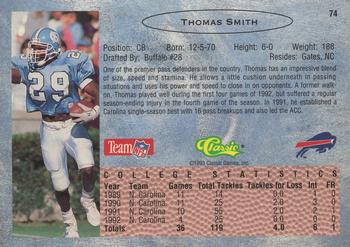 1993 Classic #74 Thomas Smith  Back