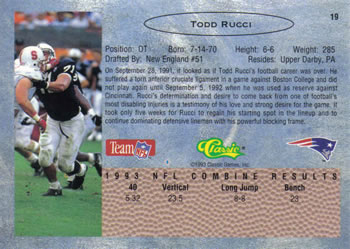 1993 Classic #19 Todd Rucci  Back