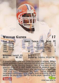 1994 Classic NFL Draft #17 William Gaines  Back