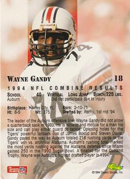 1994 Classic NFL Draft #18 Wayne Gandy  Back
