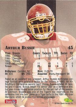 1994 Classic NFL Draft #45 Arthur Bussie Back