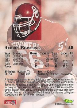 1994 Classic NFL Draft #48 Aubrey Beavers  Back