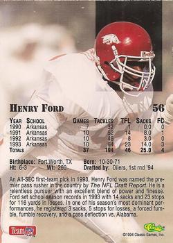 1994 Classic NFL Draft #56 Henry Ford  Back