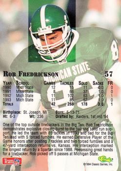 1994 Classic NFL Draft #57 Rob Fredrickson  Back